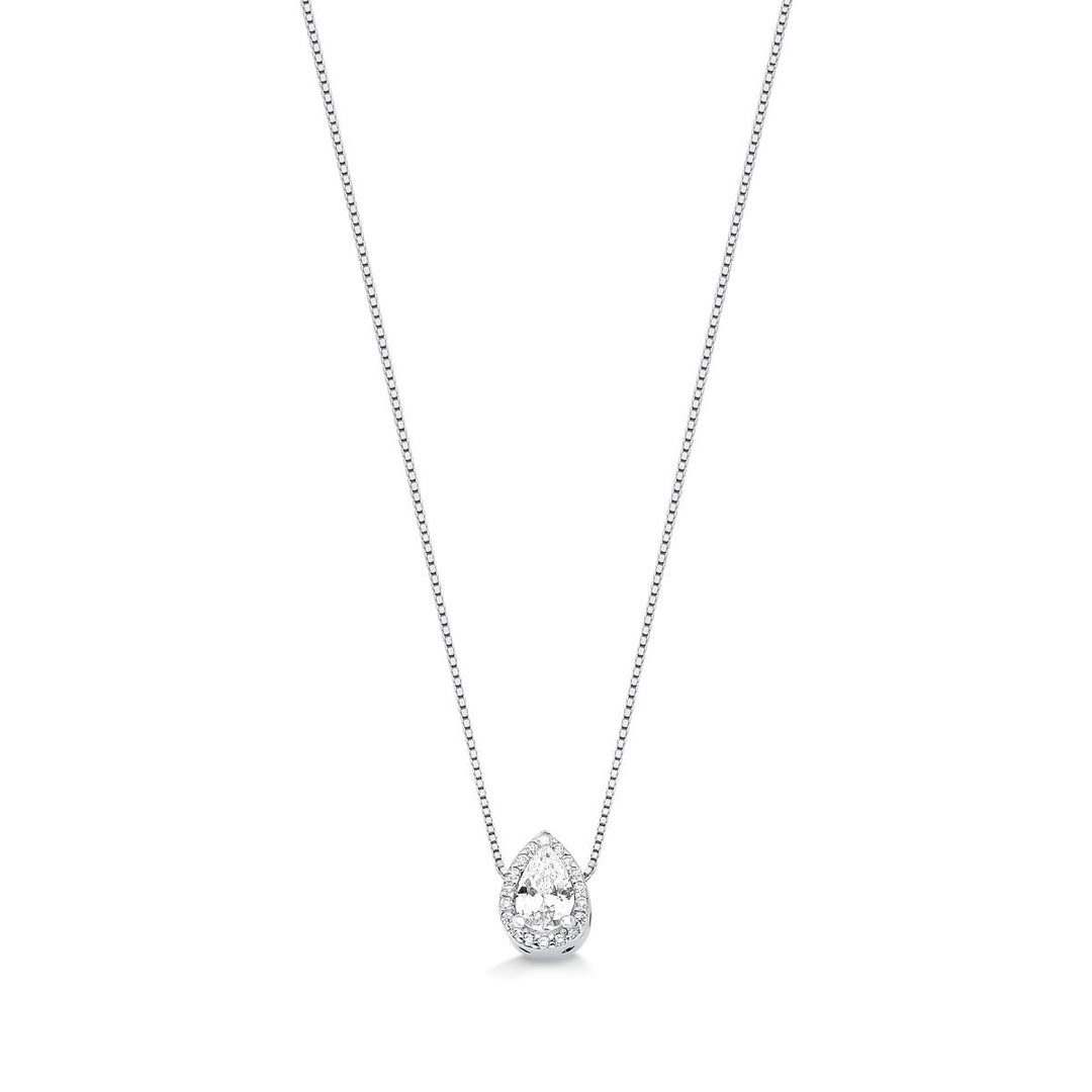Eterna Pear Halo Necklace