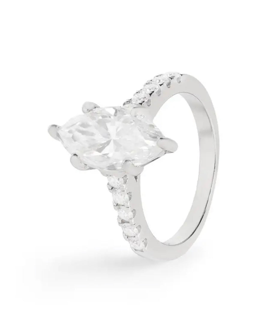 Navette Moissanite Solitaire Ring