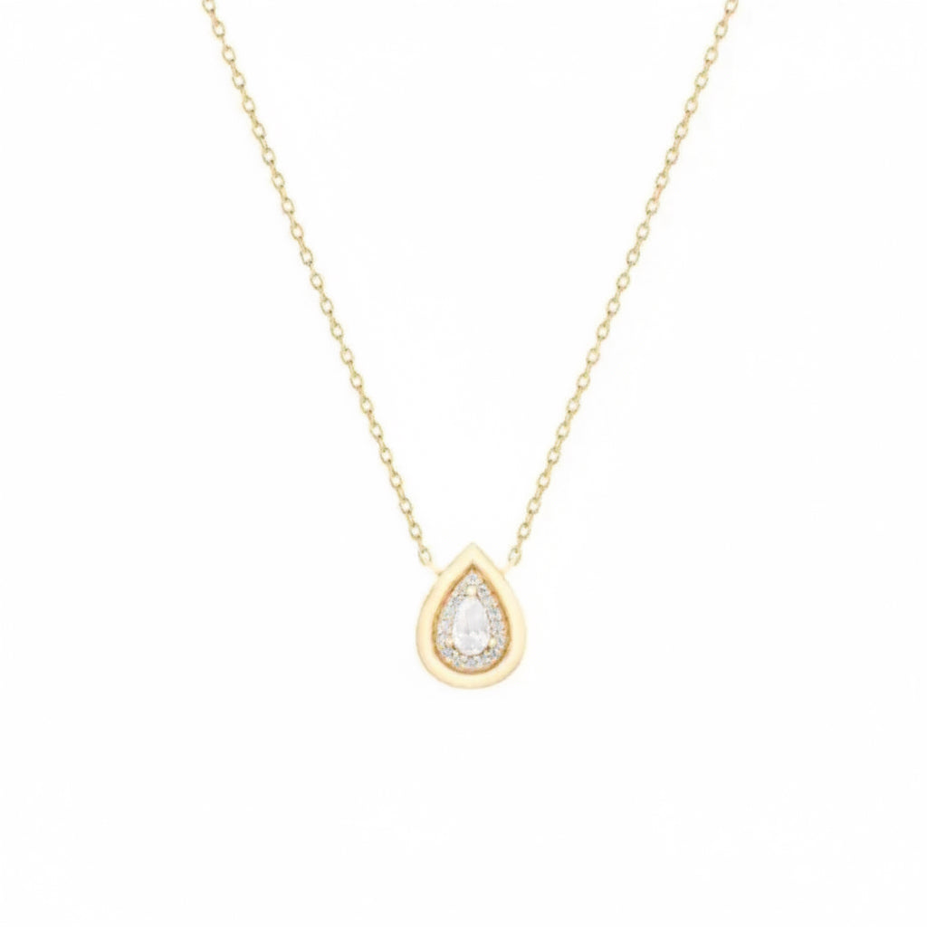 Golden Pear Moissanite Necklace